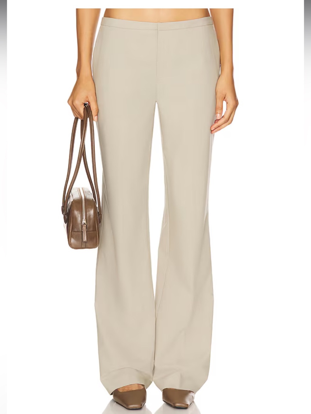 EAVES Revolve Taupe/Beige Colby Minimalist Mid Weight Trouser Pants M *Like New*